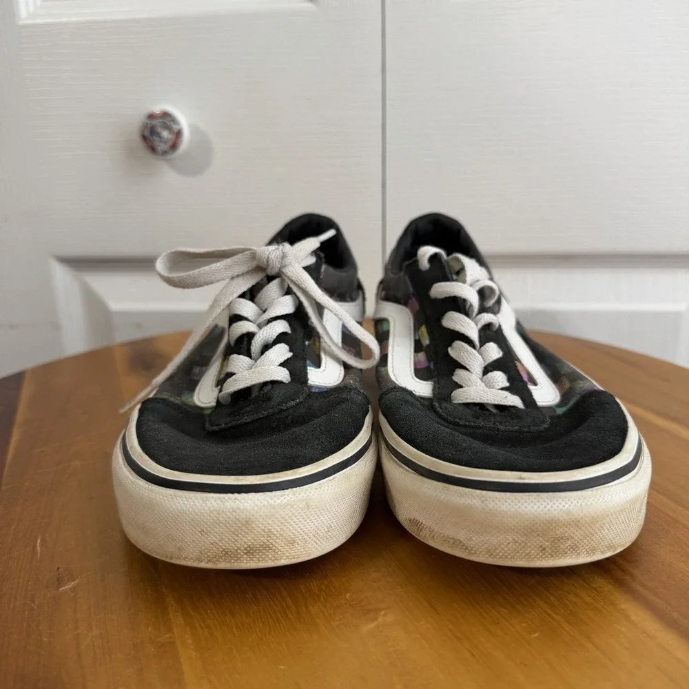 Vans Multicolor Iridescent Checkerboard Low Top Lace Up Sneakers Women's Size 8
